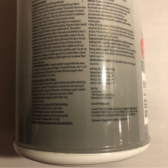 Leisure Time Spa Chemicals - Spa 56 Chlorinating Granules 5 lb - Picture 7 of 9